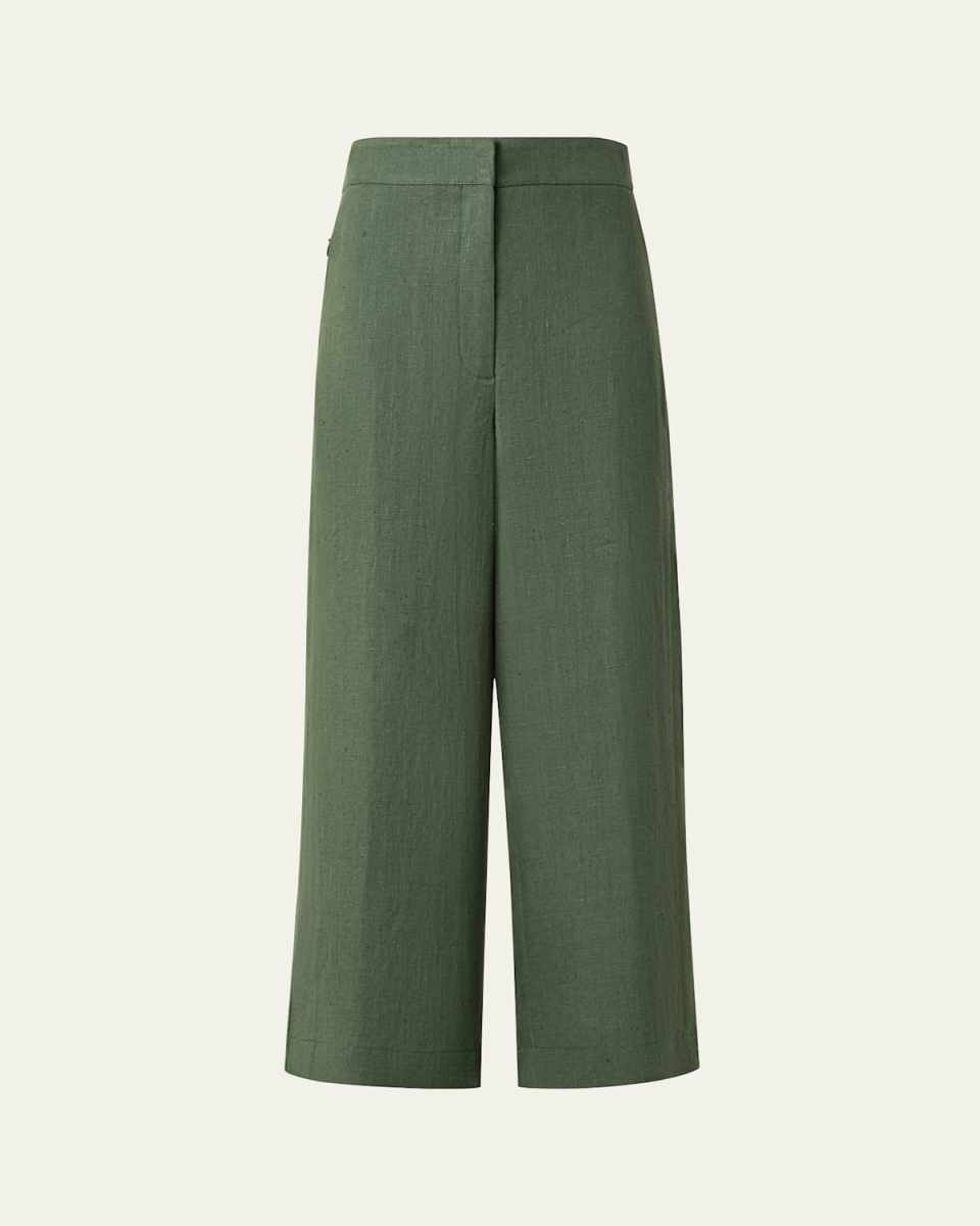 Filip Washed Raw Linen Straight-Leg Crop Pants
